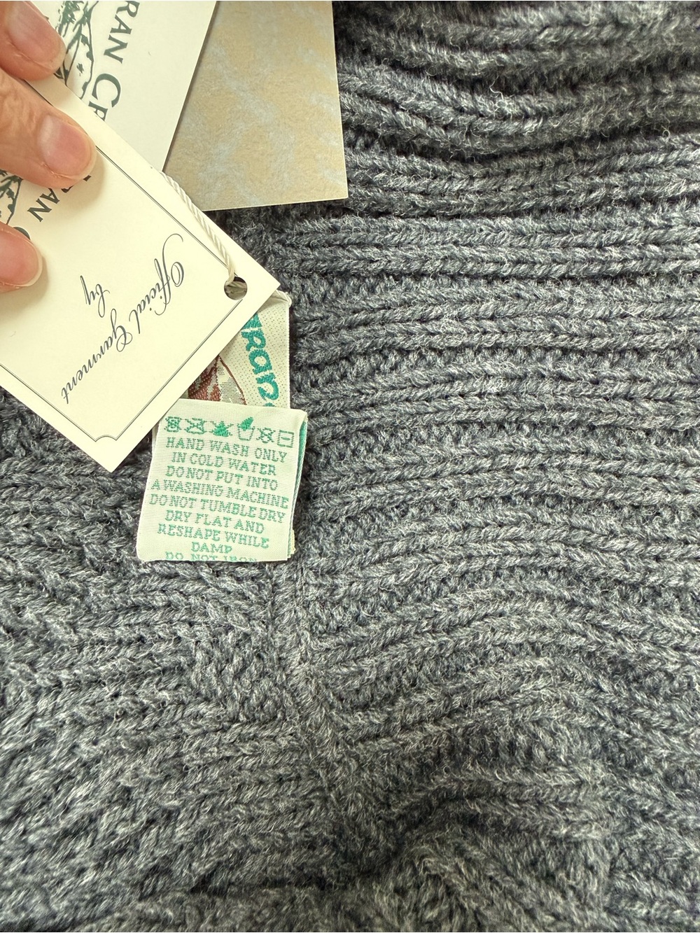 Aran Crafts Ireland 100% Meriono Wool Charcoal Flared cable knit coat - Size: S - Picture 10 of 11